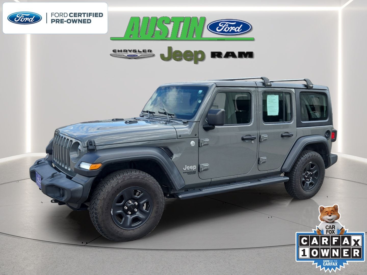 2020 Jeep Wrangler Unlimited Sport in Sting-Gray Clearcoat — front three-quarter view