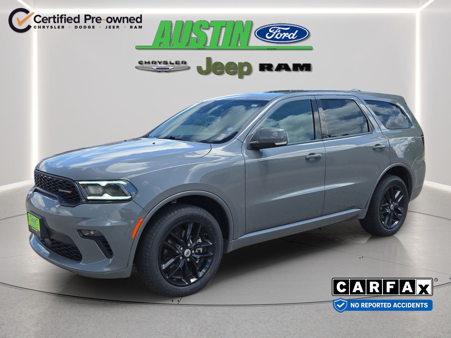 2022 Dodge Durango GT Plus AWD in Destroyer Gray Clearcoat — front three-quarter view