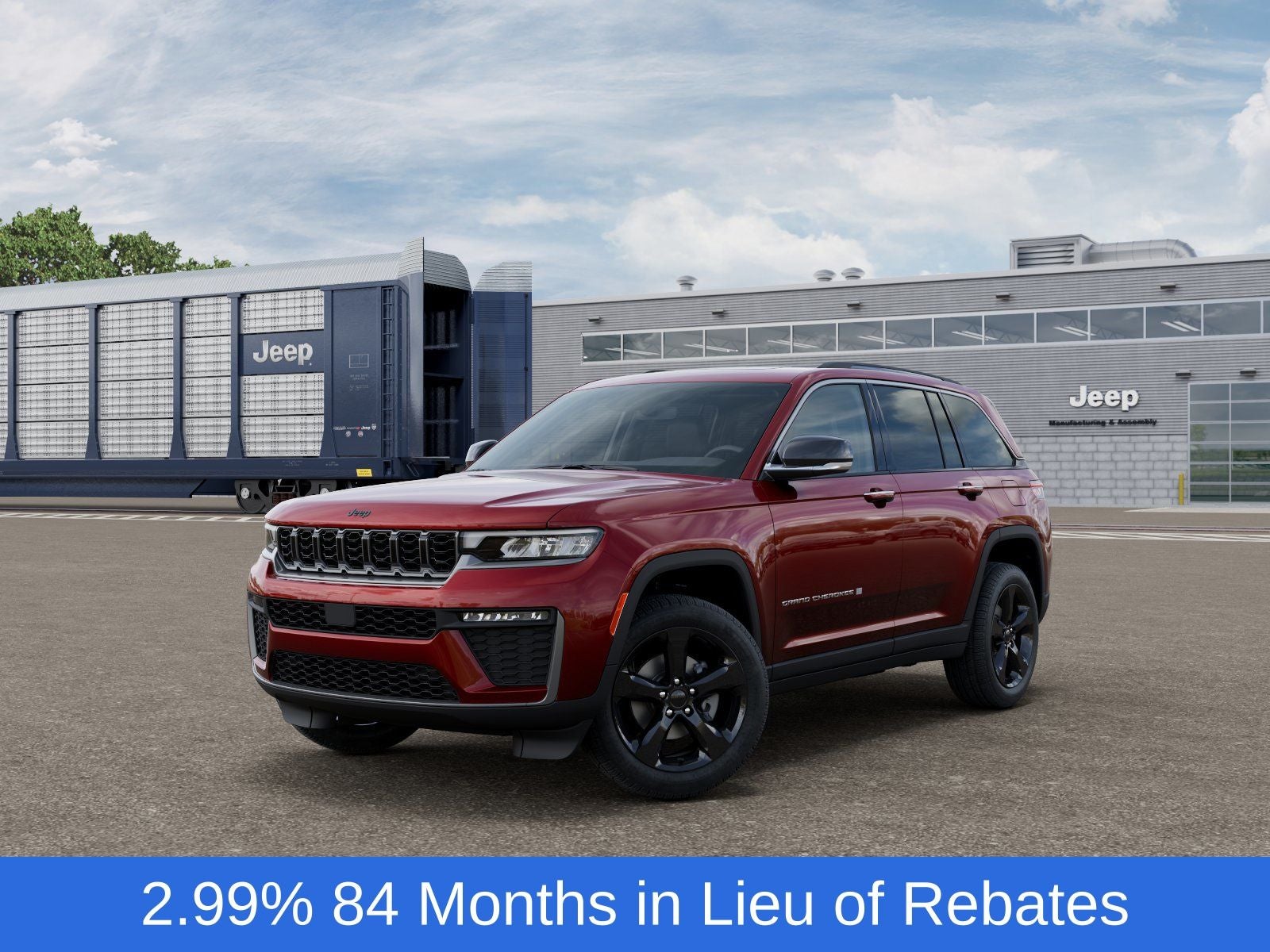 2026 Jeep Grand Cherokee GRAND CHEROKEE LIMITED 4X4 in Velvet Red Pearl-Coat Exterior Paint — front three-quarter view