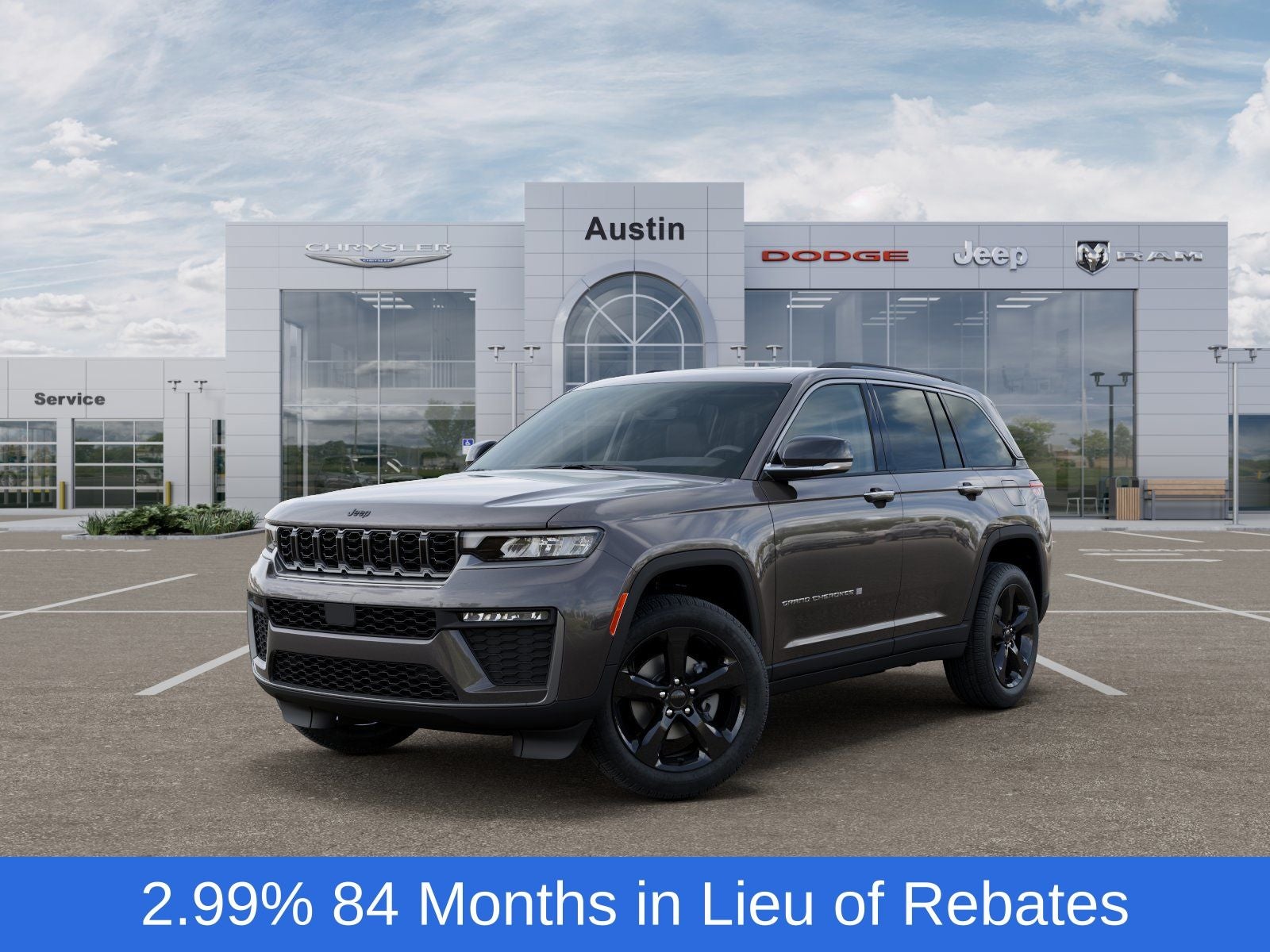 2026 Jeep Grand Cherokee GRAND CHEROKEE LIMITED 4X4 in Baltic Gray Metallic Clear-Coat Exterior Paint — front three-quarter view