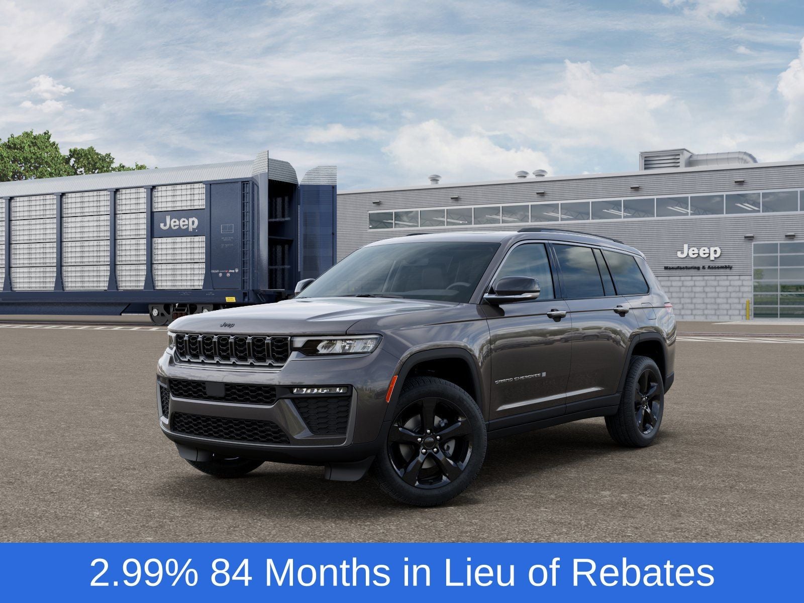 2026 Jeep Grand Cherokee GRAND CHEROKEE L LIMITED 4X4 in Baltic Gray Metallic Clear-Coat Exterior Paint — front three-quarter view