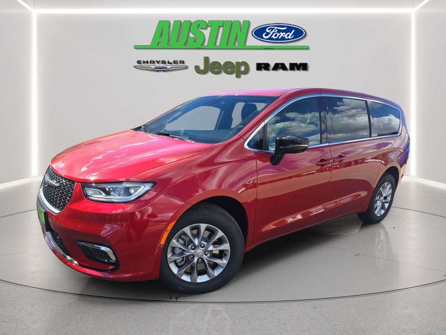 2026 Chrysler Pacifica PACIFICA SELECT AWD in Red Hot Pearl-Coat Exterior Paint — front three-quarter view