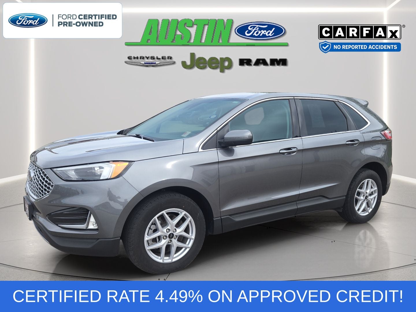 2024 Ford Edge SEL in Gray Metallic — front three-quarter view