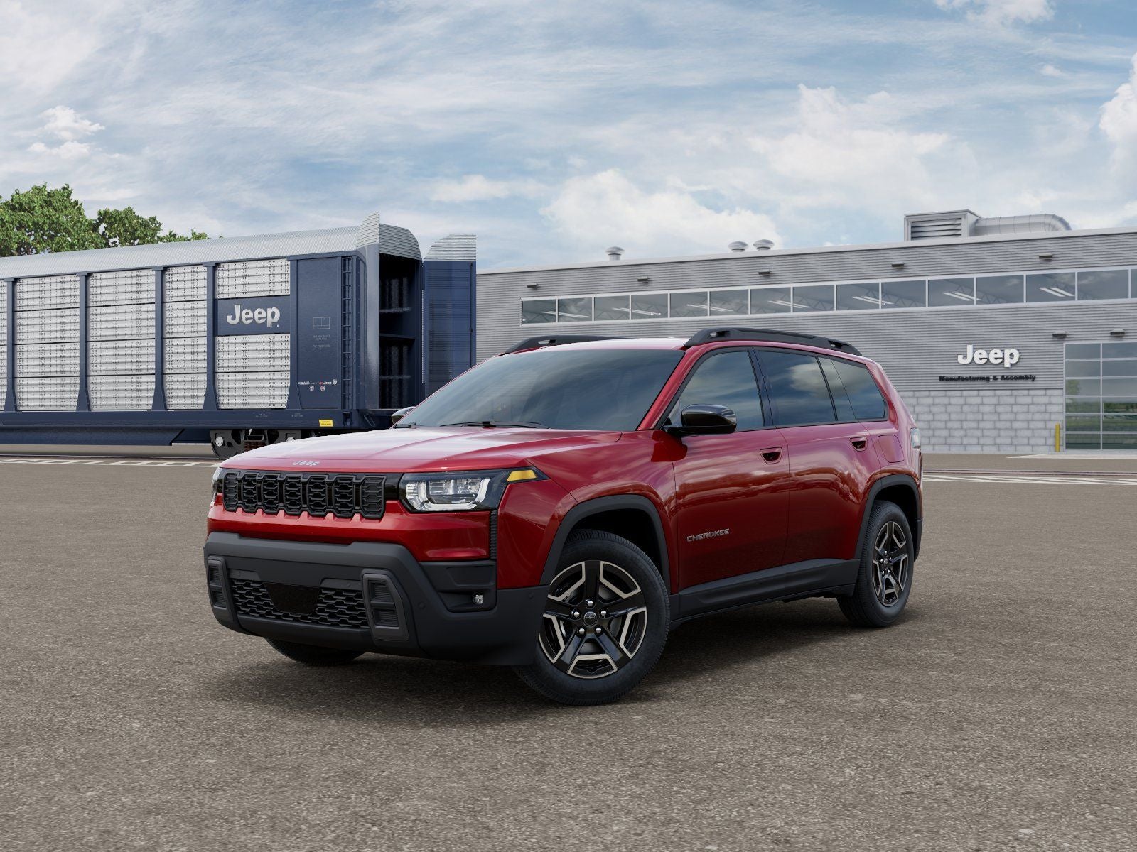 2026 Jeep Cherokee CHEROKEE LAREDO 4X4 in Red Hot Pearl-Coat Exterior Paint — front three-quarter view